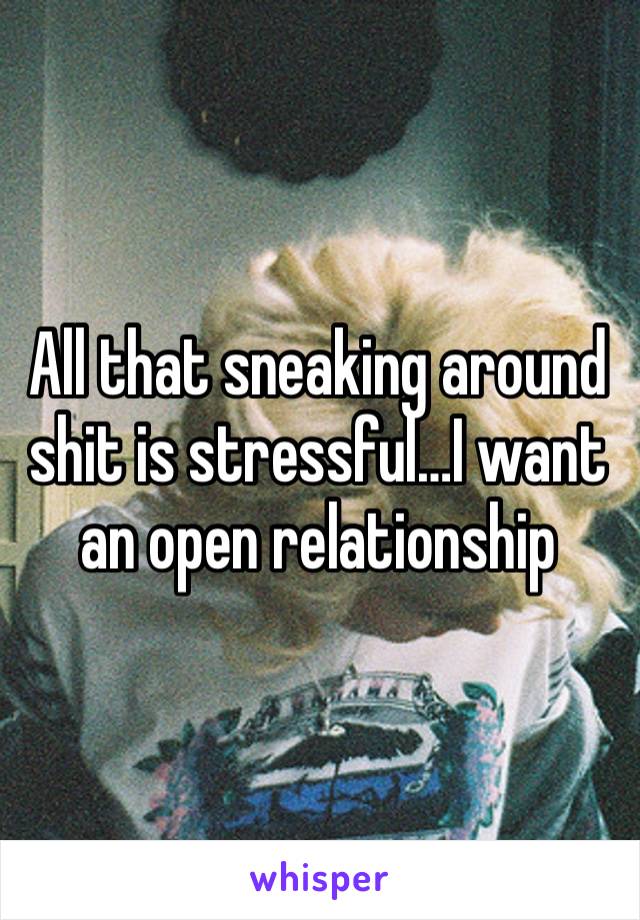 All that sneaking around shit is stressful…I want an open relationship 