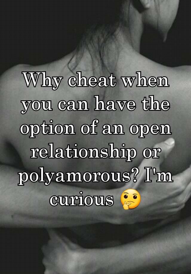 Why cheat when you can have the option of an open relationship or polyamorous? I'm curious 🤔