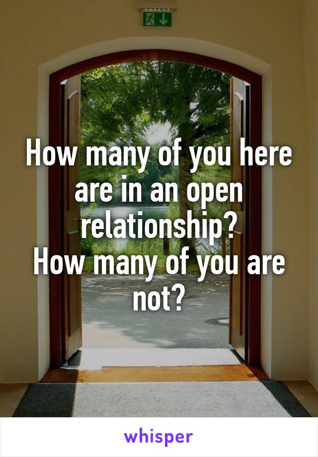 How many of you here are in an open relationship?
How many of you are not?