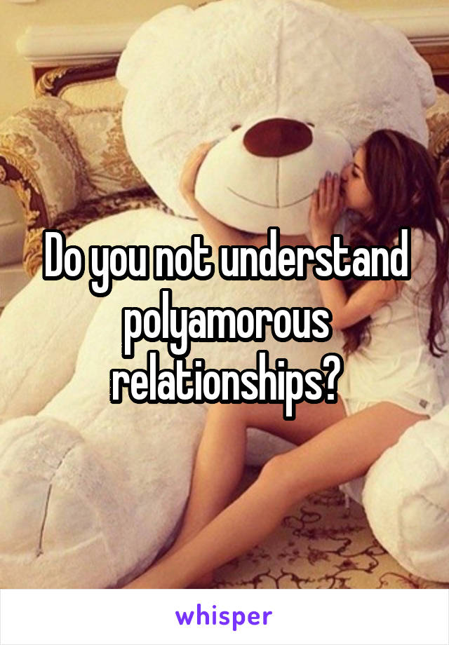 Do you not understand polyamorous relationships?