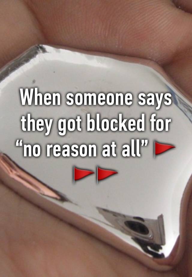 When someone says they got blocked for “no reason at all” 🚩🚩🚩