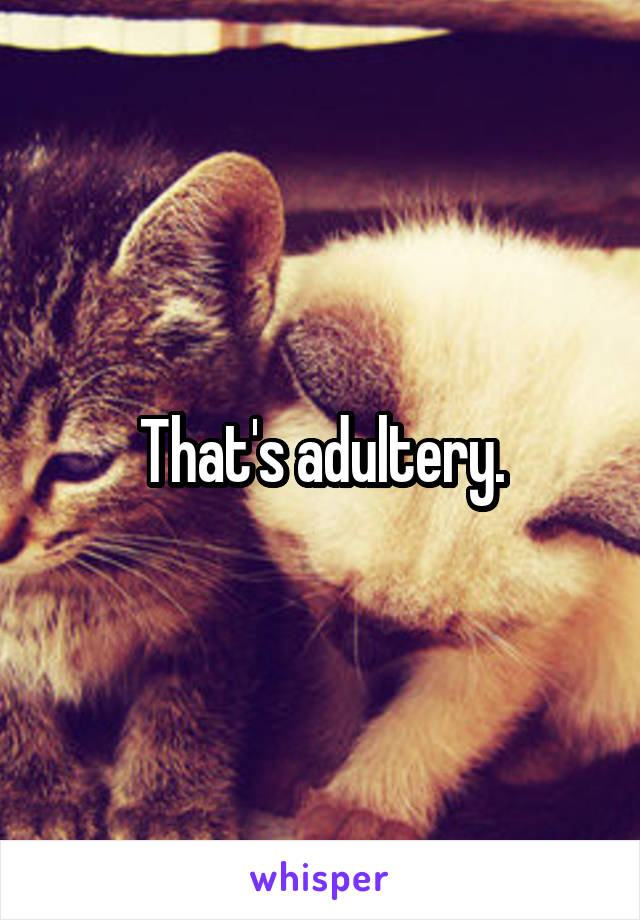 That's adultery.