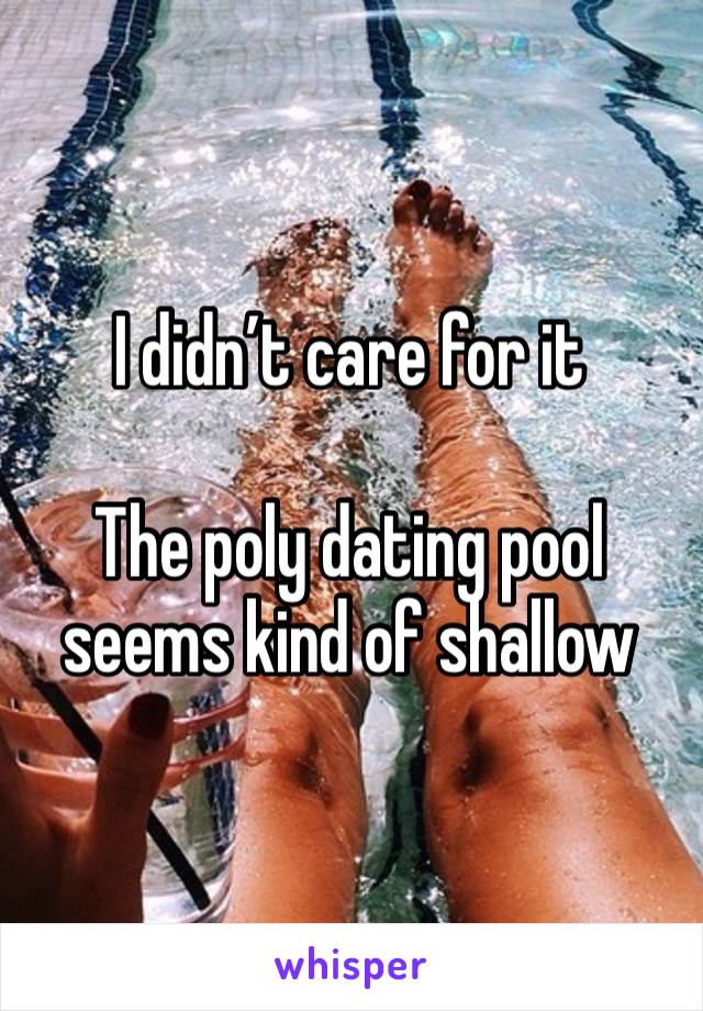 I didn’t care for it

The poly dating pool seems kind of shallow