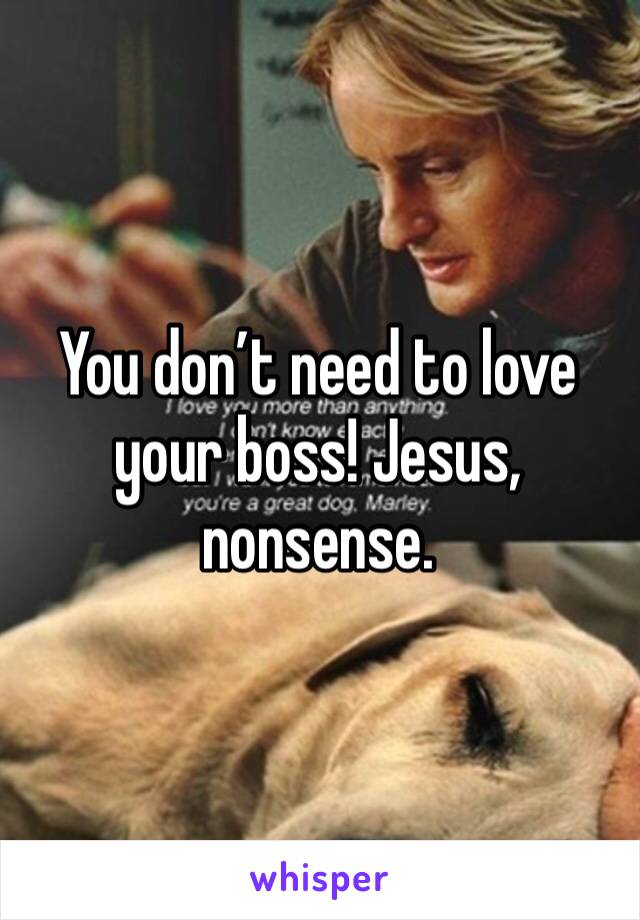 You don’t need to love your boss! Jesus, nonsense. 