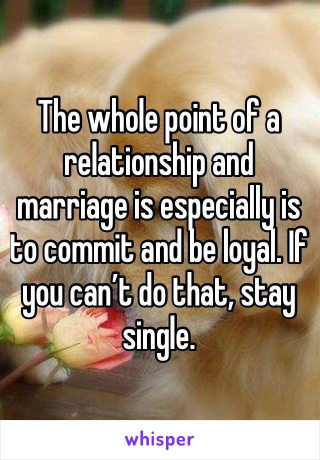 The whole point of a relationship and marriage is especially is to commit and be loyal. If you can’t do that, stay single. 