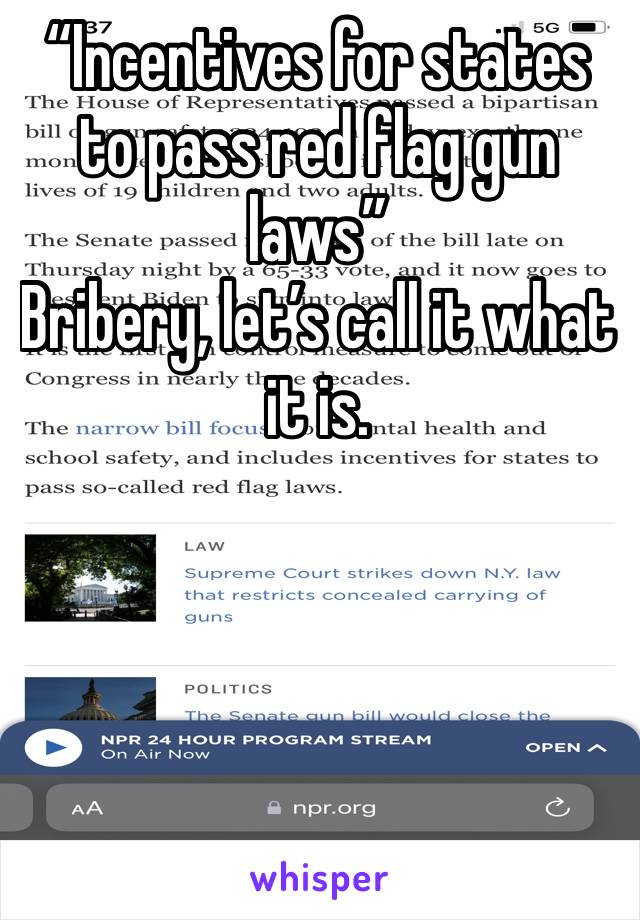 “Incentives for states to pass red flag gun laws”
Bribery, let’s call it what it is. 




