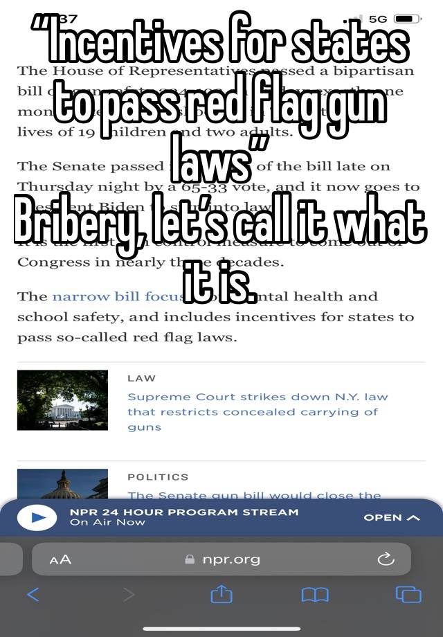 “Incentives for states to pass red flag gun laws”
Bribery, let’s call it what it is. 




