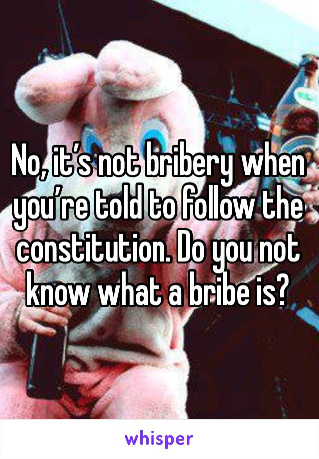 No, it’s not bribery when you’re told to follow the constitution. Do you not know what a bribe is? 