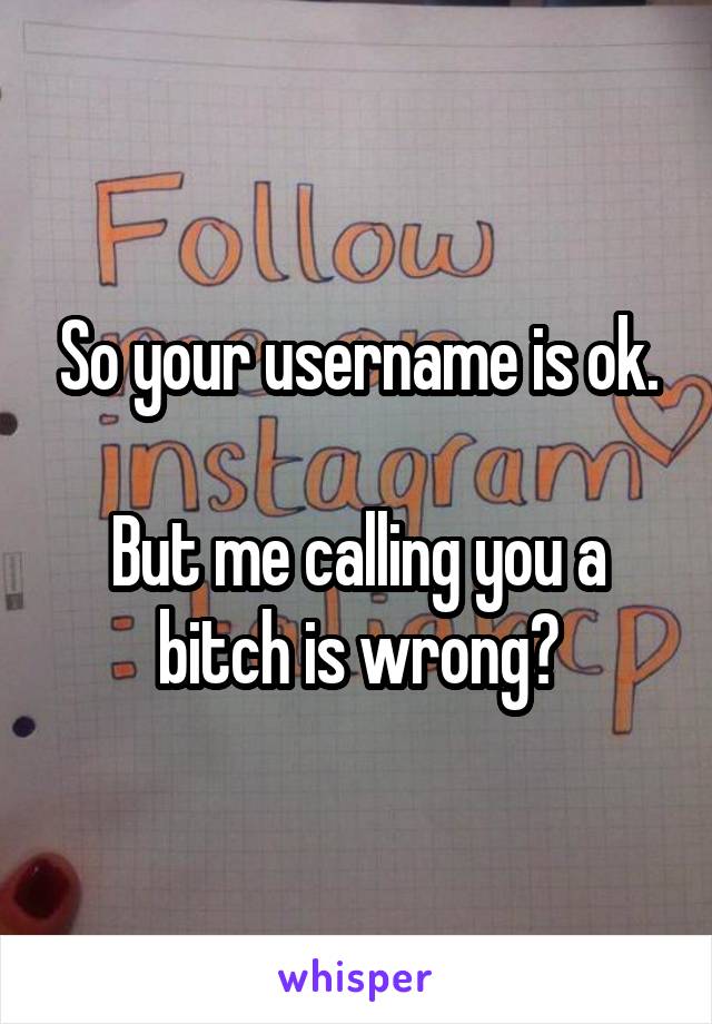 So your username is ok.

But me calling you a bitch is wrong?