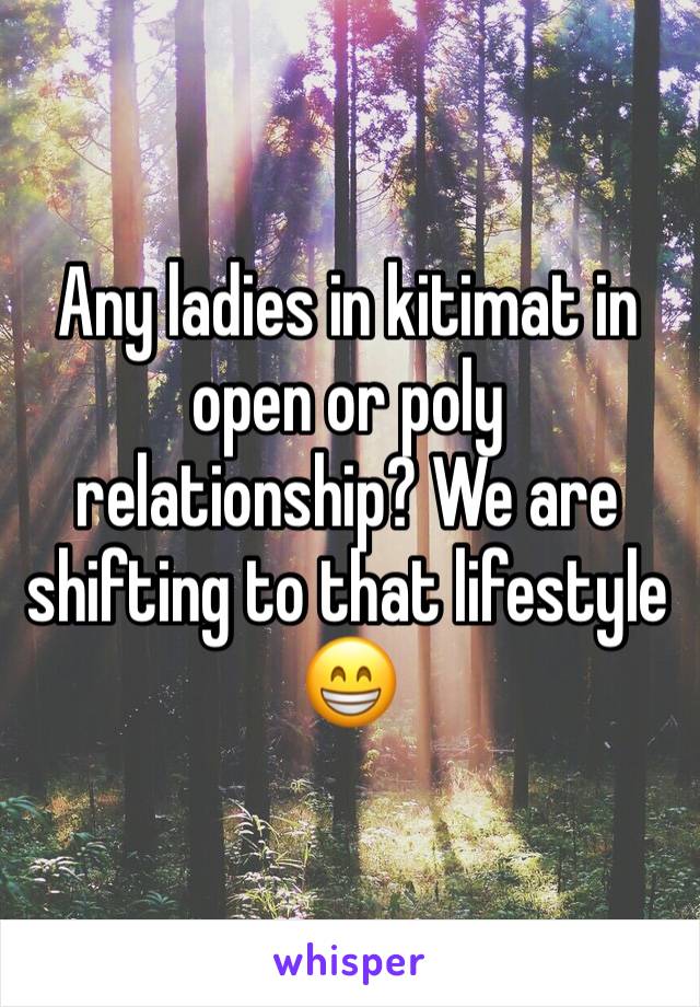 Any ladies in kitimat in open or poly relationship? We are shifting to that lifestyle 😁
