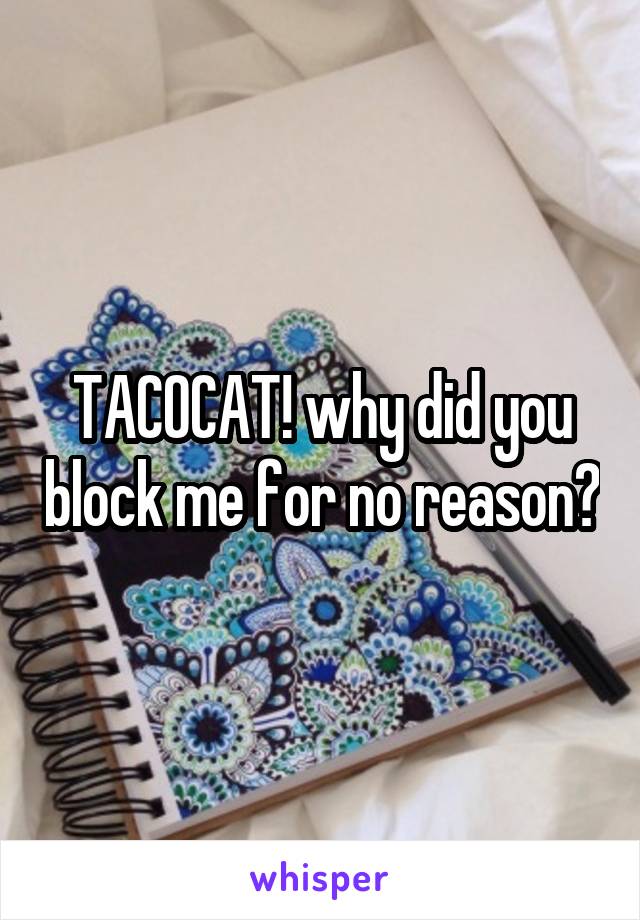 TACOCAT! why did you block me for no reason?