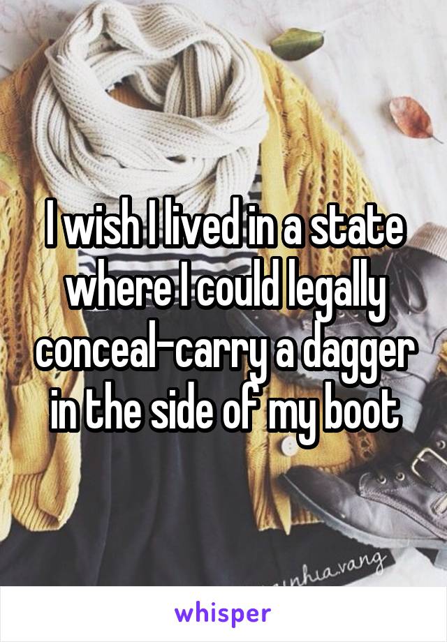 I wish I lived in a state where I could legally conceal-carry a dagger in the side of my boot