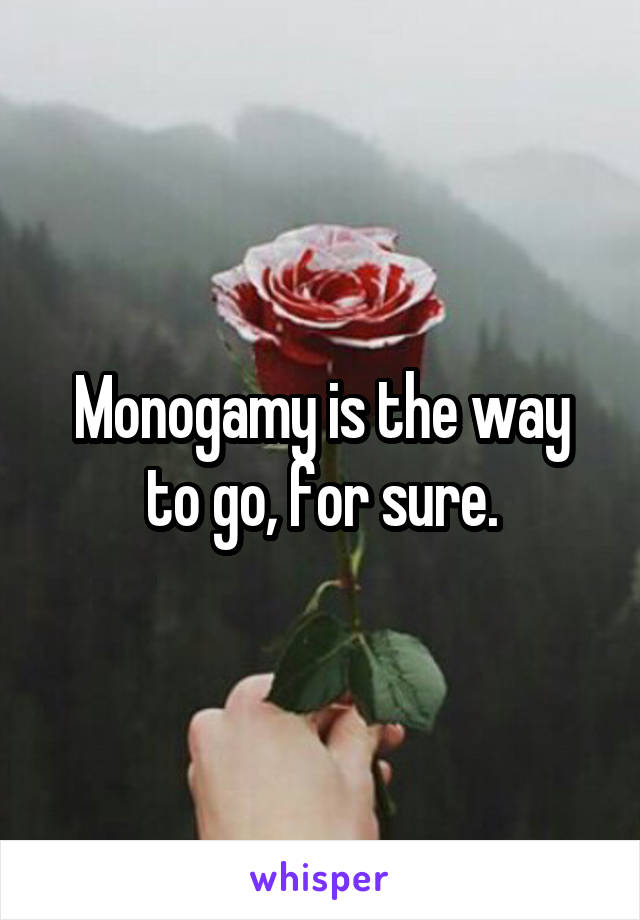 Monogamy is the way to go, for sure.