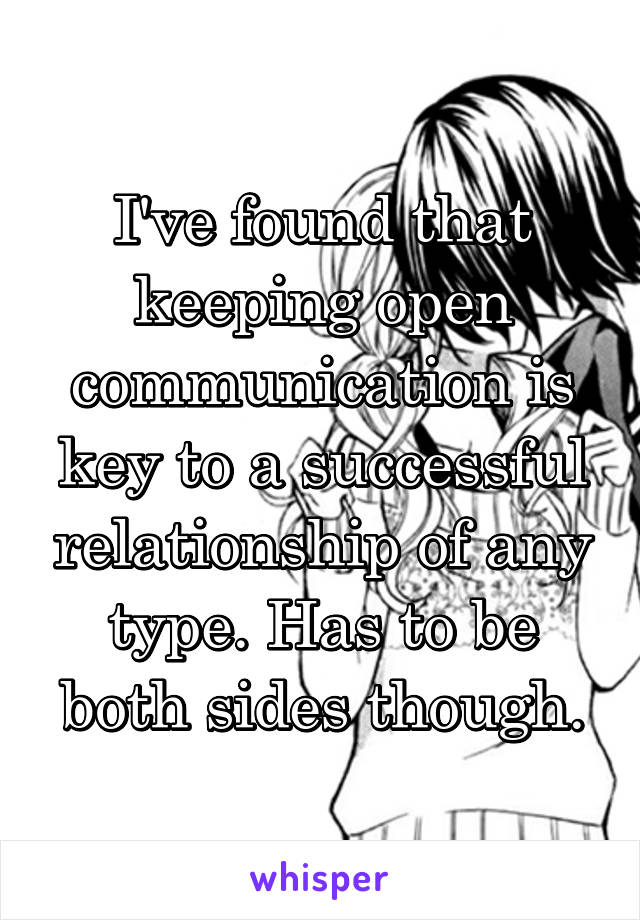 I've found that keeping open communication is key to a successful relationship of any type. Has to be both sides though.