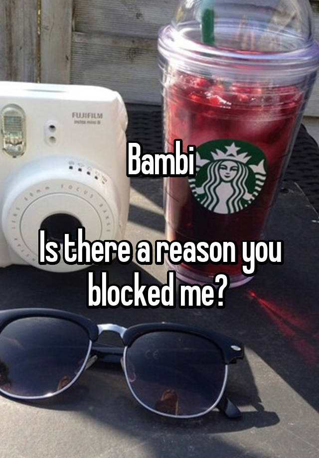 Bambi

Is there a reason you blocked me? 