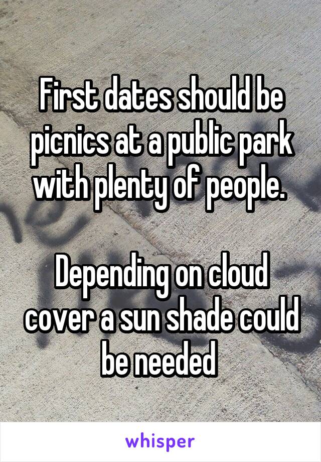 First dates should be picnics at a public park with plenty of people. 

Depending on cloud cover a sun shade could be needed 