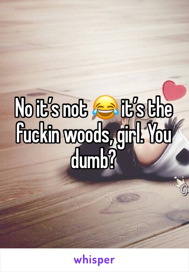 No it’s not 😂 it’s the fuckin woods, girl. You dumb?