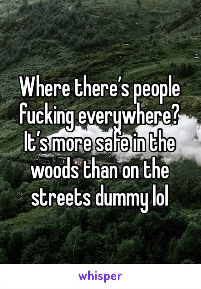 Where there’s people fucking everywhere? It’s more safe in the woods than on the streets dummy lol