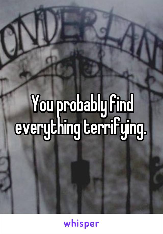 You probably find everything terrifying. 