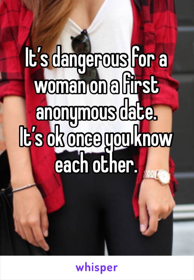 It’s dangerous for a woman on a first anonymous date. 
It’s ok once you know each other. 