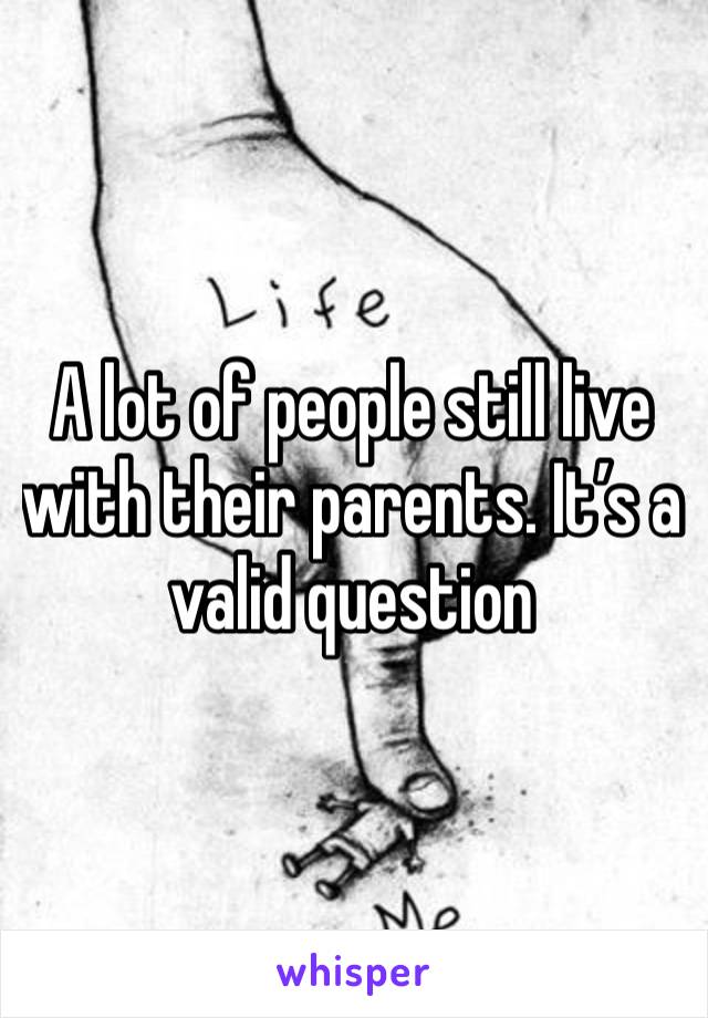 A lot of people still live with their parents. It’s a valid question