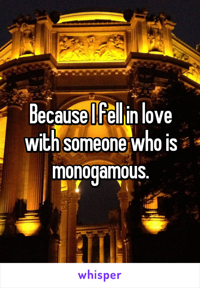 Because I fell in love with someone who is monogamous.