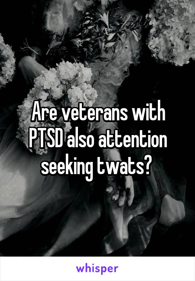 Are veterans with PTSD also attention seeking twats? 