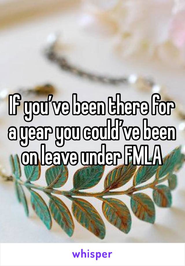 If you’ve been there for a year you could’ve been on leave under FMLA