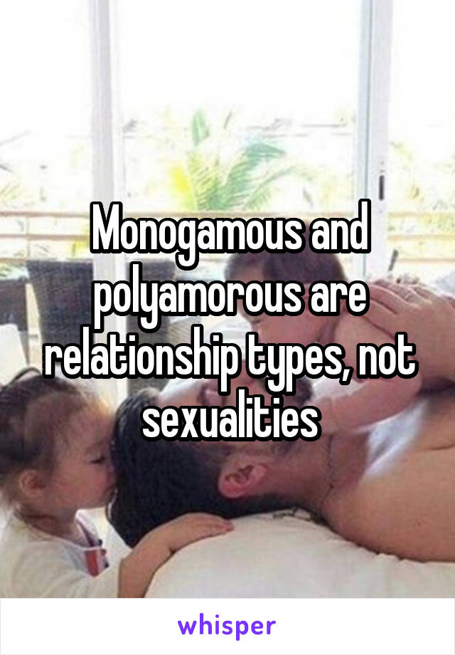 Monogamous and polyamorous are relationship types, not sexualities