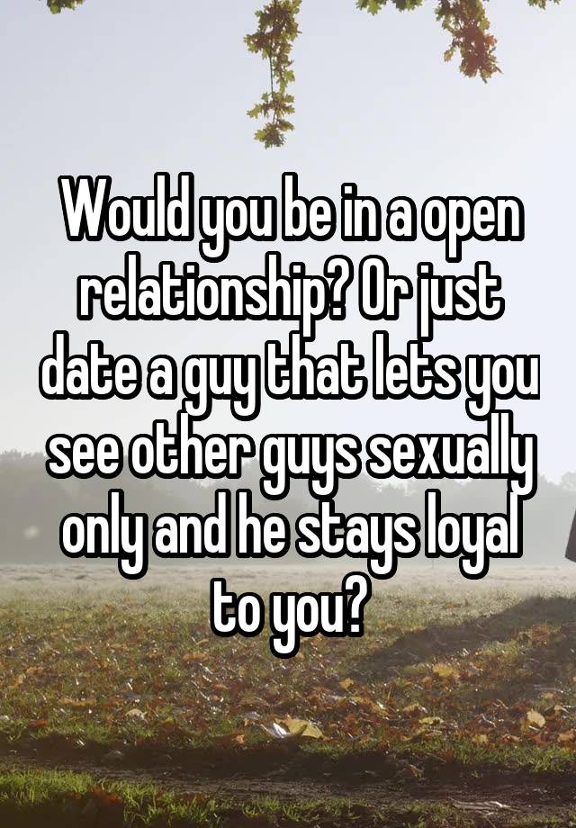 Would you be in a open relationship? Or just date a guy that lets you see other guys sexually only and he stays loyal to you?