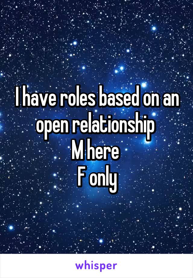 I have roles based on an open relationship 
M here 
F only