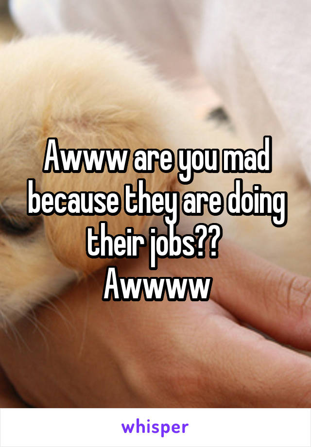 Awww are you mad because they are doing their jobs?? 
Awwww