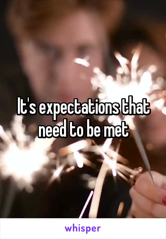 It's expectations that need to be met