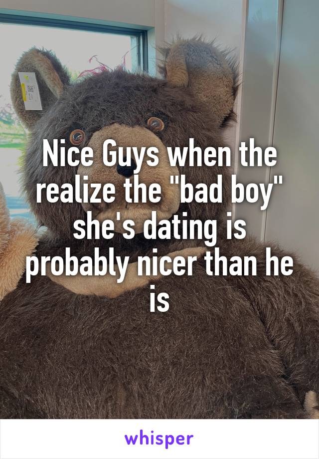 Nice Guys when the realize the "bad boy" she's dating is probably nicer than he is