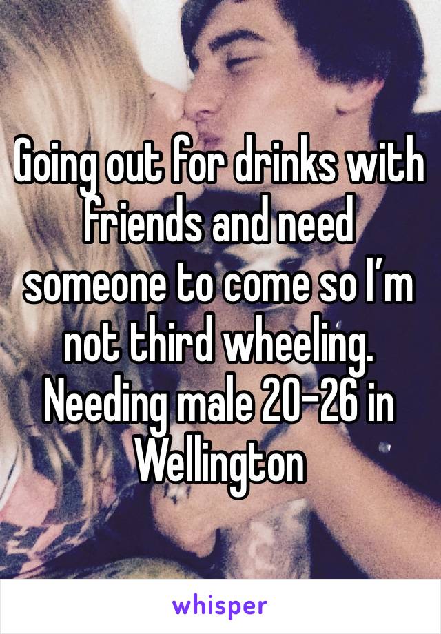 Going out for drinks with friends and need someone to come so I’m not third wheeling. Needing male 20-26 in Wellington 