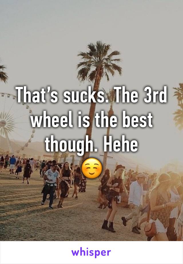 That’s sucks. The 3rd wheel is the best though. Hehe 
☺️