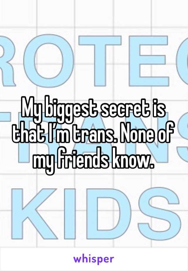 My biggest secret is that I’m trans. None of my friends know. 