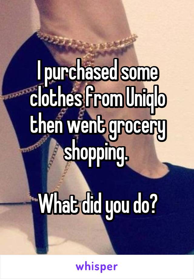 I purchased some clothes from Uniqlo then went grocery shopping. 

What did you do?