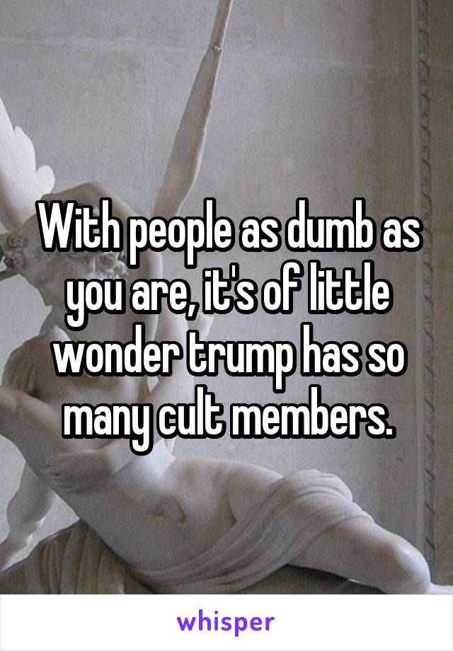 With people as dumb as you are, it's of little wonder trump has so many cult members.