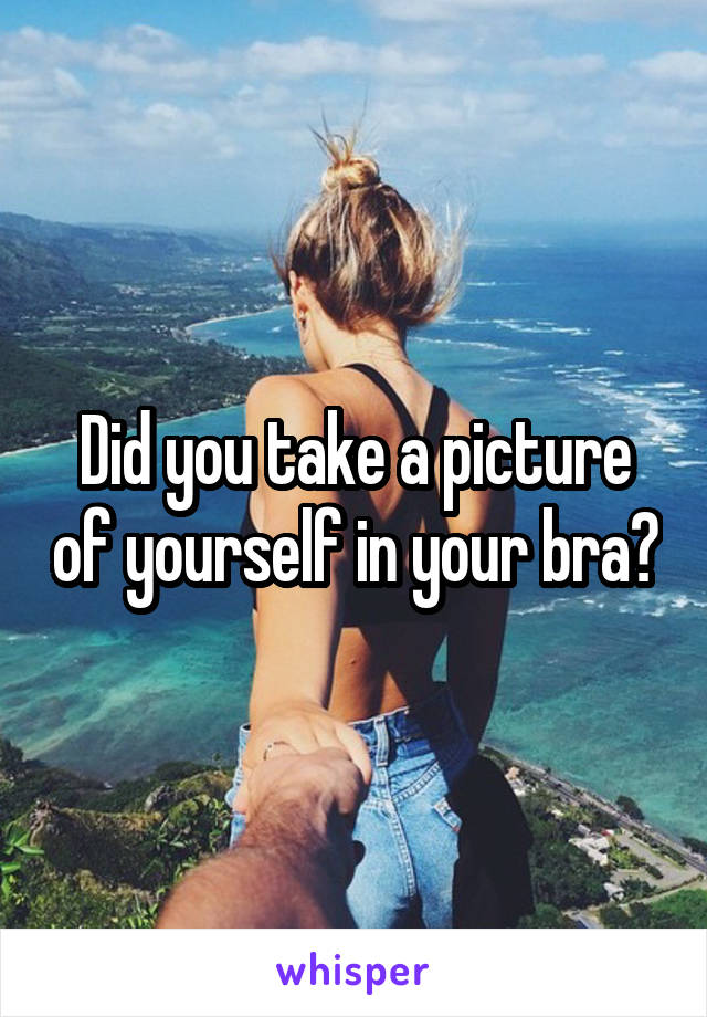 Did you take a picture of yourself in your bra?