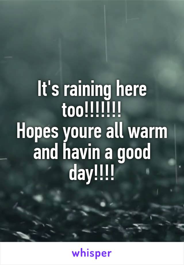 It's raining here too!!!!!!!
Hopes youre all warm and havin a good day!!!!