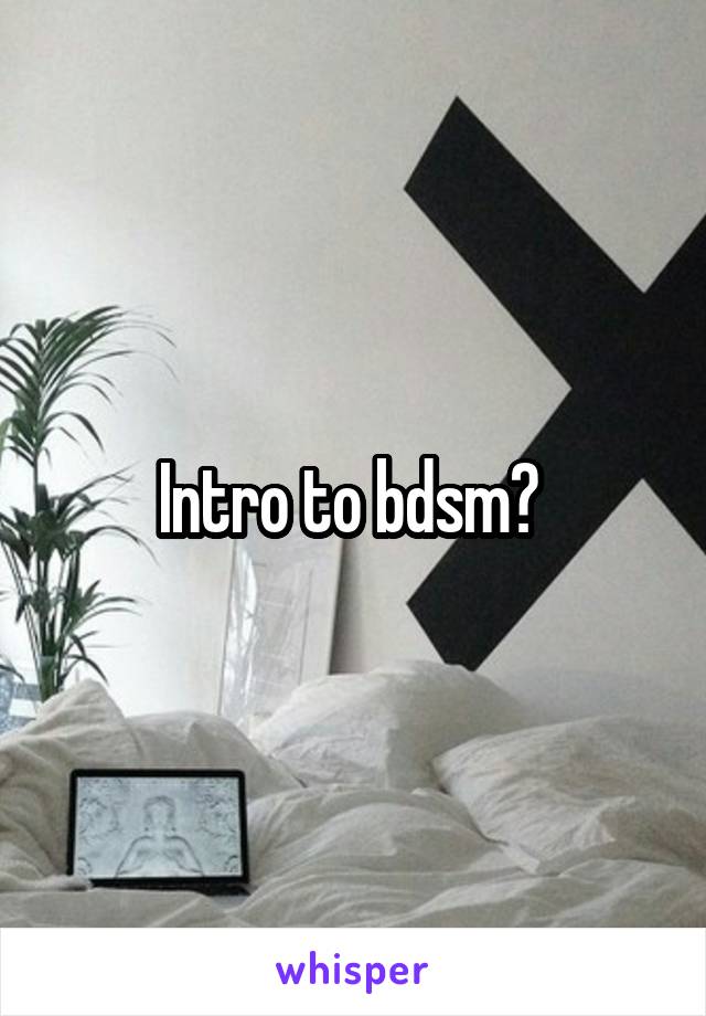 Intro to bdsm? 