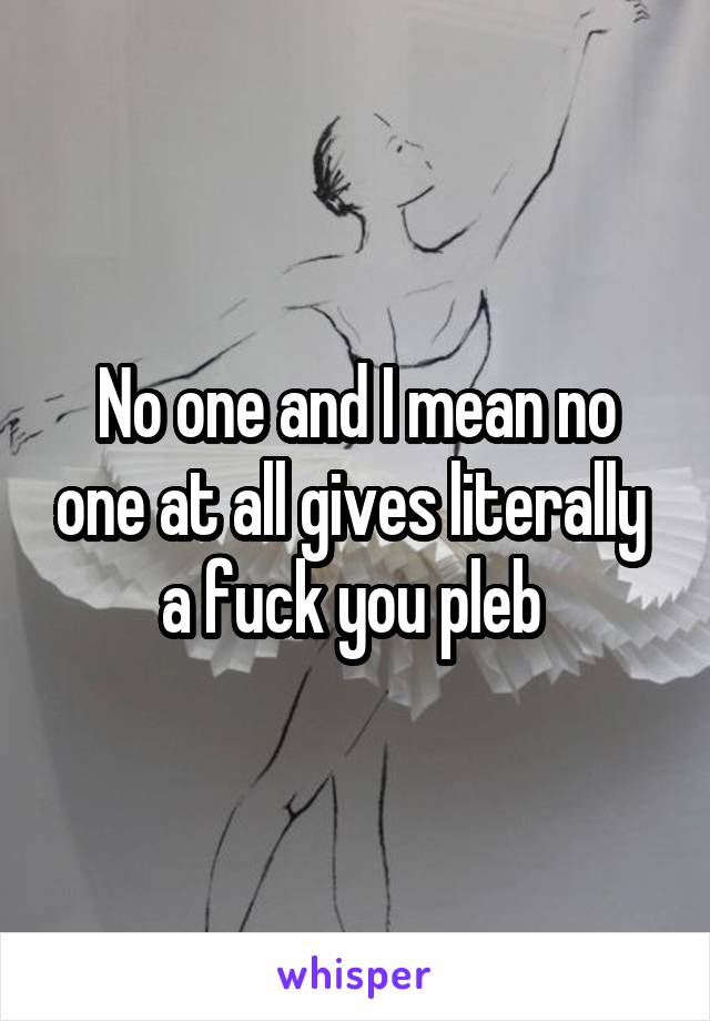 No one and I mean no one at all gives literally  a fuck you pleb 