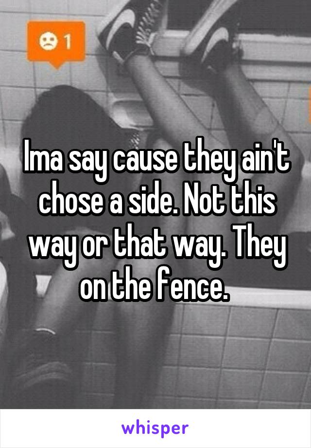 Ima say cause they ain't chose a side. Not this way or that way. They on the fence. 