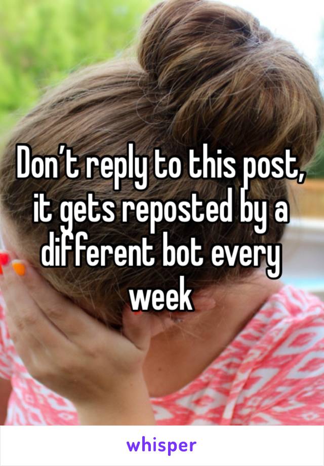 Don’t reply to this post, it gets reposted by a different bot every week 