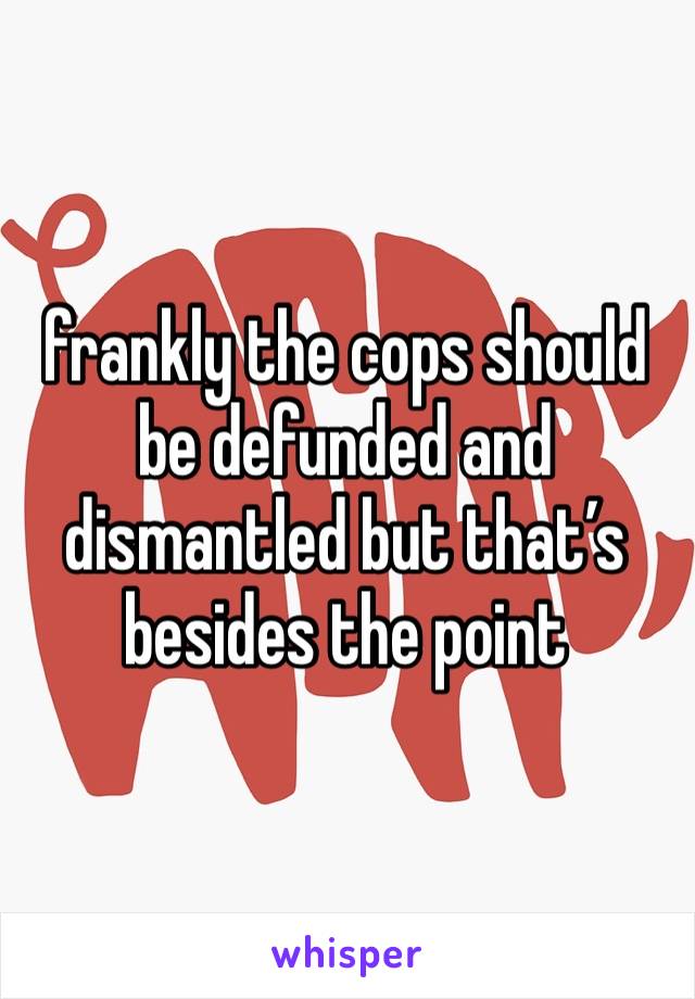 frankly the cops should be defunded and dismantled but that’s besides the point 