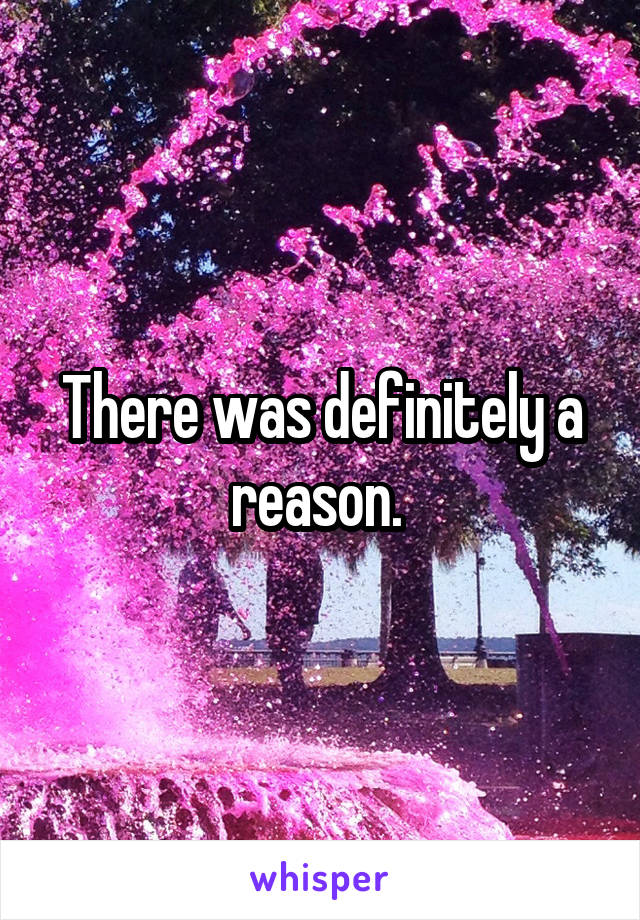 There was definitely a reason. 