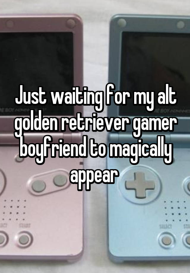 Just waiting for my alt golden retriever gamer boyfriend to magically appear 