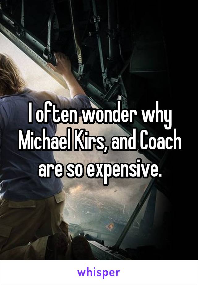 I often wonder why Michael Kirs, and Coach are so expensive.