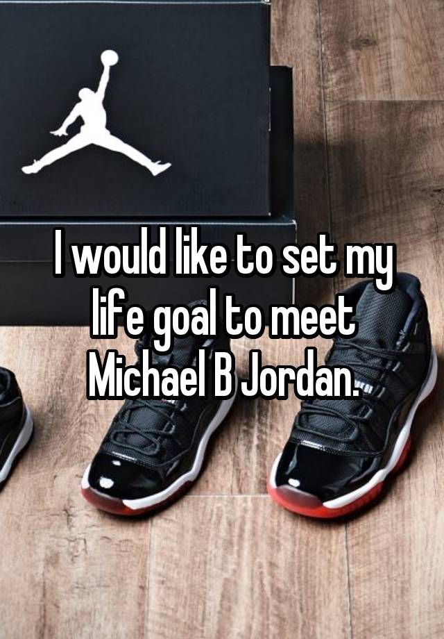 I would like to set my life goal to meet Michael B Jordan.